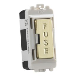 Knightsbridge  13A Grid Fused Spur Brushed Brass