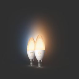 Philips Hue  E14 Candle LED Smart Light Bulb 4W 470lm 2 Pack