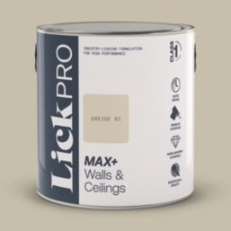 LickPro Max+ 2.5Ltr Greige 01 Eggshell Emulsion  Paint