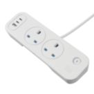 Masterplug 13A 2-Gang Switched Surge-Protected Extension Lead + 3.25A 3-Outlet Type A & C USB Charger Matt White 2m