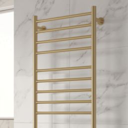 Reina 1200mm x 500mm 495BTU Brass Flat Electric Towel Radiator