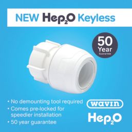 Hep2O  Plastic Push-Fit Straight Keyless Tap Connector 22mm x 3/4"