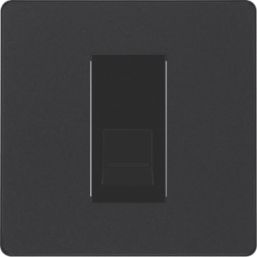 British General Evolve 1-Gang Master Telephone Socket Matt Black with Black Inserts