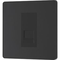 British General Evolve 1-Gang Master Telephone Socket Matt Black with Black Inserts