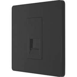 British General Evolve 1-Gang Master Telephone Socket Matt Black with Black Inserts