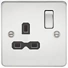 Knightsbridge  13A 1-Gang DP Switched Single Socket Polished Chrome  with Black Inserts