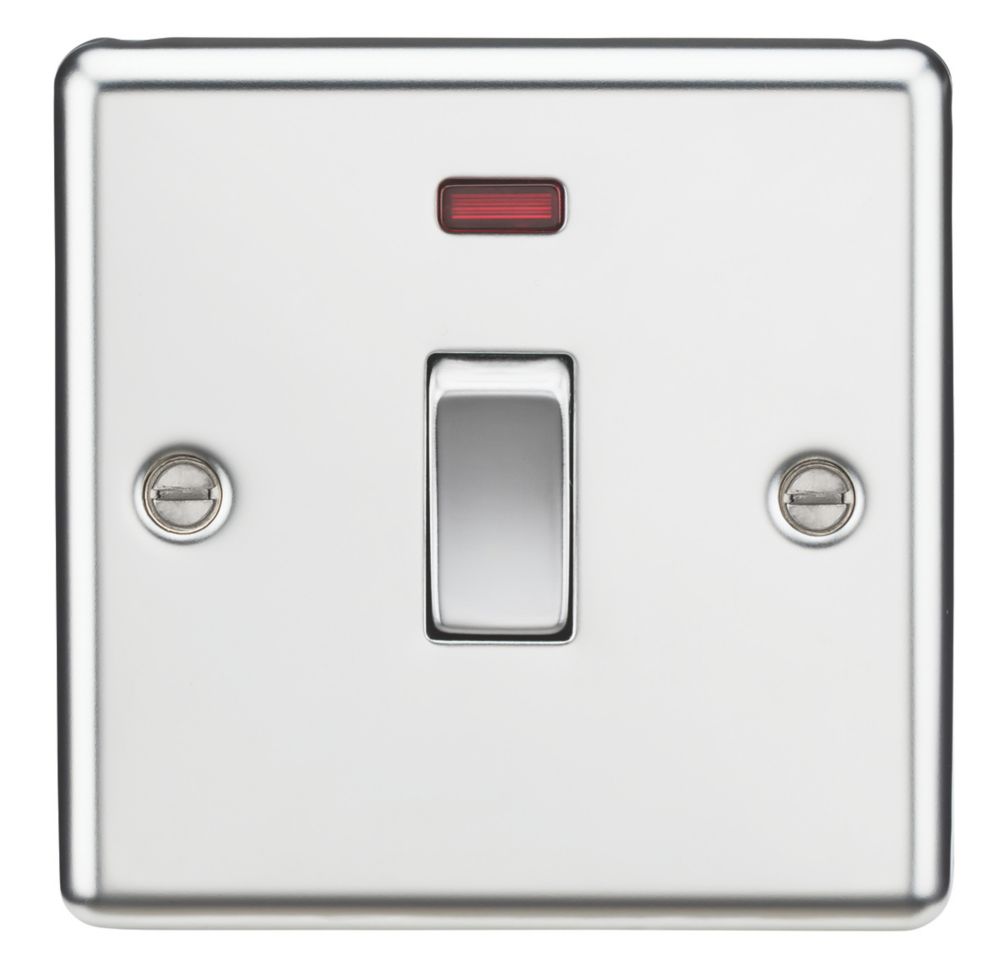 GoodHome 20A Brushed Steel RockervRaised rounded Control switch with LED indicator