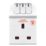 Masterplug 13A Fused 3-Way Surge-Protected Plug Adaptor White