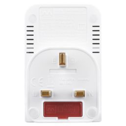 Masterplug 13A Fused 3-Way Surge-Protected Plug Adaptor White