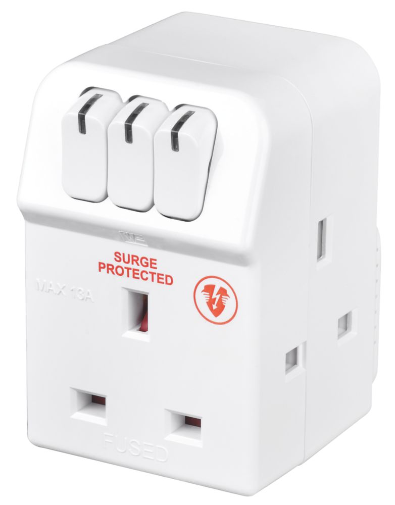 Masterplug 13A Unfused Travel Adaptor White - Screwfix