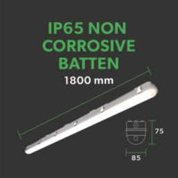 4lite Valde Single 6ft LED Non-Corrosive Batten Light With Microwave Sensor 70W 9800lm 220-240V