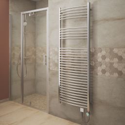 Flomasta 1600mm x 600mm 1706BTU Chrome Curved Electric Towel Radiator