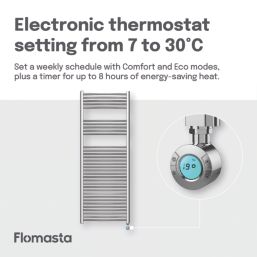 Flomasta 1600mm x 600mm 1706BTU Chrome Curved Electric Towel Radiator