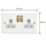 Varilight  13A 2-Gang 2-Pole Switched Socket Chalk White  with White Inserts