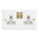 Varilight  13A 2-Gang 2-Pole Switched Socket Chalk White  with White Inserts