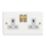 Varilight  13A 2-Gang 2-Pole Switched Socket Chalk White  with White Inserts