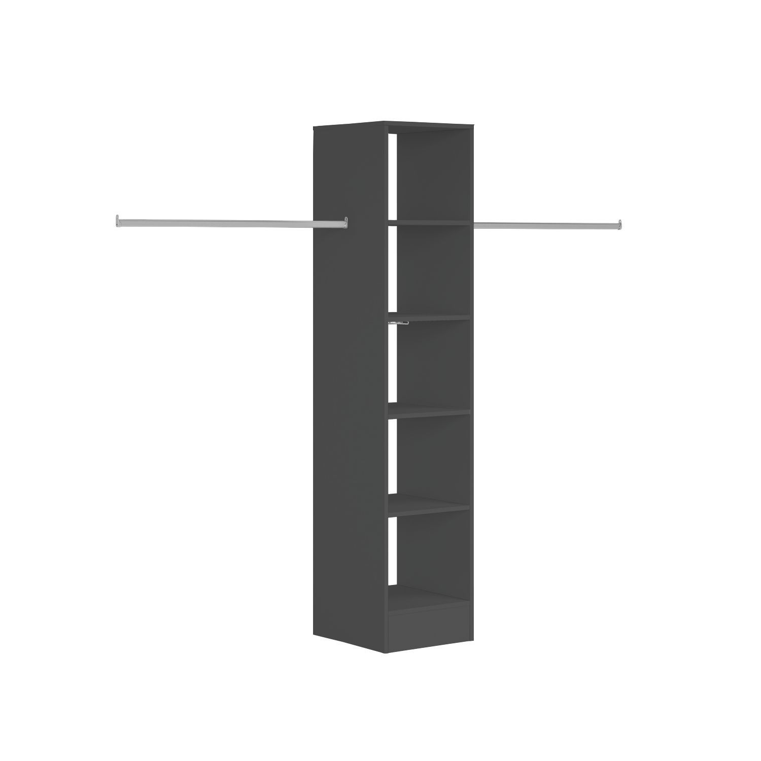 Spacepro 5-Shelf Tower Unit with Hanger Bar Black 450mm x 2100mm (790GP)