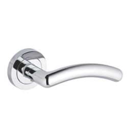 Smith & Locke Bourne Fire Rated Lever on Rose Door Handles Pair Polished Chrome