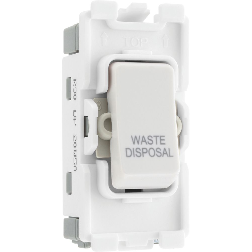 British General Nexus 800 Grid 20A Grid DP 'Waste Disposal' Printed Switch White