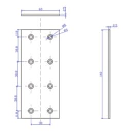 Essentials Heavy Duty Mending Plate Silver 140mm x 60mm x 2.5mm
