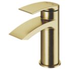 Swirl Wye Brushed Brass 150mm Cloakroom Lever Mono Basin Mixer Tap  With Clicker Waste