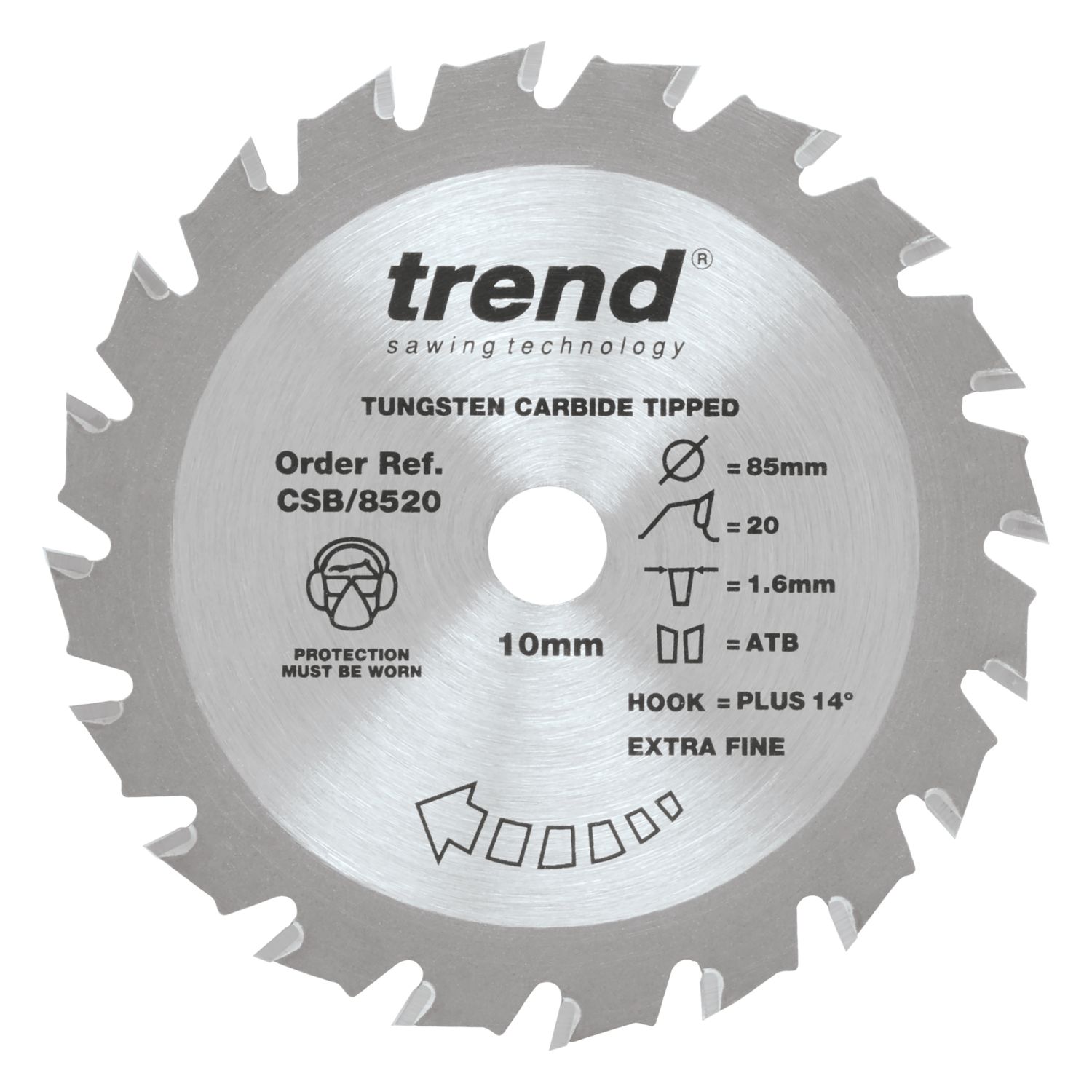 Trend CSB/8520 Wood Thin Kerf Circular Saw Blade for Cordless Saws 85mm x 10mm 20T (790XG)