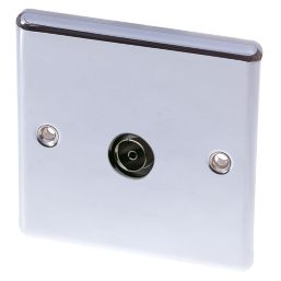 LAP  1-Gang Female Coaxial TV Socket Polished Chrome