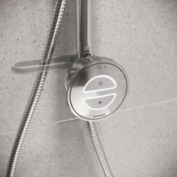 Aqualisa Smart Link Gravity-Pumped Ceiling-Fed Chrome Thermostatic Single Outlet Exposed Smart Shower with Adjustable Head