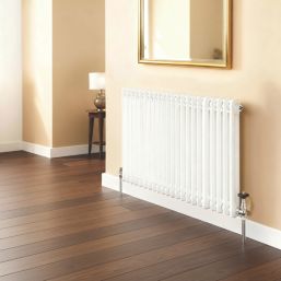 Flomasta 600mm x 1010mm 3536BTU White Horizontal 2 Column Radiator