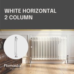 Flomasta 600mm x 1010mm 3536BTU White Horizontal 2 Column Radiator