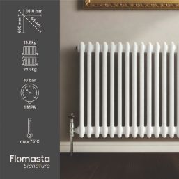 Flomasta 600mm x 1010mm 3536BTU White Horizontal 2 Column Radiator