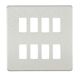 Knightsbridge  8-Module Grid Faceplate Brushed Chrome