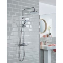 Bristan Buzz2 Rear-Fed Exposed Chrome-Plated Thermostatic Bar Mixer Shower with Diverter