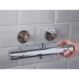 Bristan Buzz2 Rear-Fed Exposed Chrome-Plated Thermostatic Bar Mixer Shower with Diverter