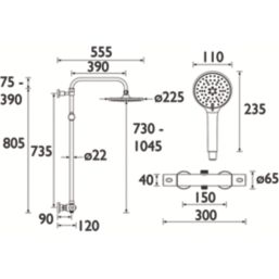 Bristan Buzz2 Rear-Fed Exposed Chrome-Plated Thermostatic Bar Mixer Shower with Diverter