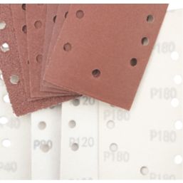 Titan 40 80 120 180 Grit 12 Hole Punched Multi Material Sanding Sheets 185mm x 93mm 10 Pack Screwfix