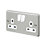 MK Contoura 13A 2-Gang DP Switched Plug Socket Grey  with Colour-Matched Inserts