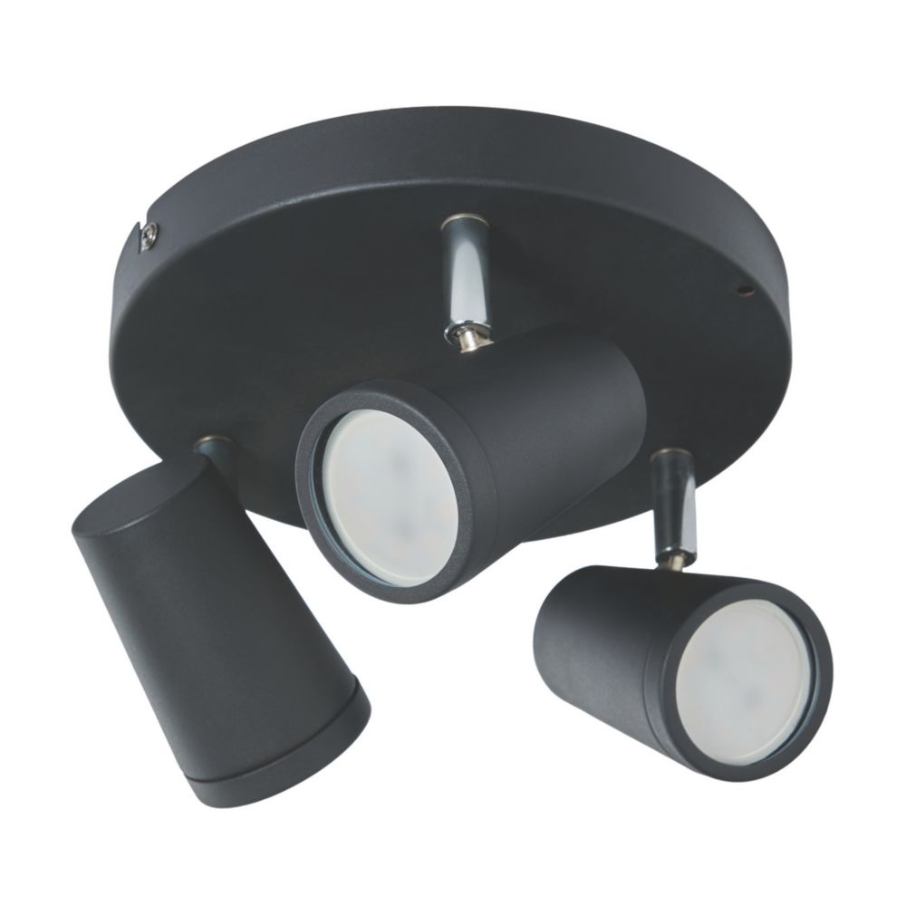 Spa Freya Round 3Light Bathroom Spotlight Black Screwfix