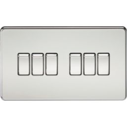 Knightsbridge SF4200PC 10AX 6-Gang 2-Way Light Switch  Polished Chrome