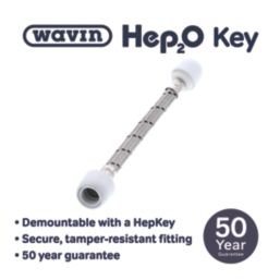 Hep2O Push-Fit Connection Flexible Tap Connectors 22mm x 22mm x 300mm 2 Pack