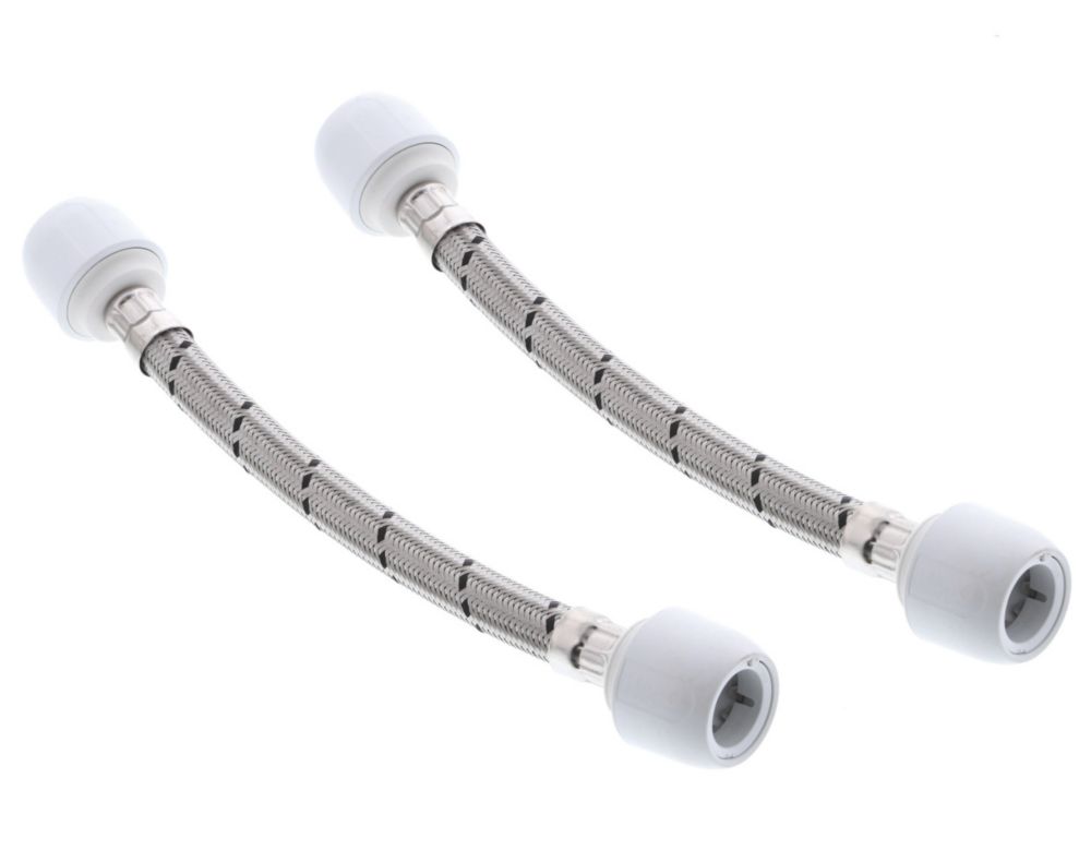 Hep2O Push-Fit Connection Flexible Tap Connectors 22mm x 22mm x 300mm 2 Pack