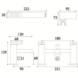 Bristan Elevar Chrome-Plated 129mm Deck Mounted Dual Control Manual Shower Mixer Tap