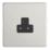 Contactum Lyric 2A 1-Gang Unswitched Round Pin Socket Brushed Steel with Black Inserts