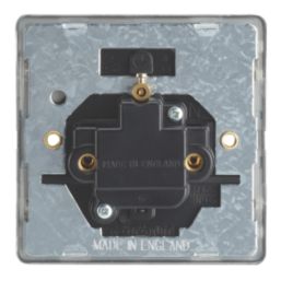 Contactum Lyric 2A 1-Gang Unswitched Round Pin Socket Brushed Steel with Black Inserts