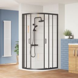 ETAL  Framed Offset Quadrant Shower Enclosure & Tray LH Matt Black 1180mm x 780mm x 1940mm