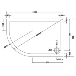 ETAL  Framed Offset Quadrant Shower Enclosure & Tray LH Matt Black 1180mm x 780mm x 1940mm