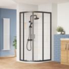 ETAL  Framed Offset Quadrant Shower Enclosure & Tray LH Matt Black 1180mm x 780mm x 1940mm