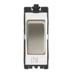 Contactum  10AX Modular Intermediate Switch Brushed Steel with White Inserts