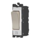 Contactum  10AX Modular Intermediate Switch Brushed Steel with White Inserts