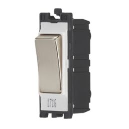 Contactum  10AX Modular Intermediate Switch Brushed Steel with White Inserts